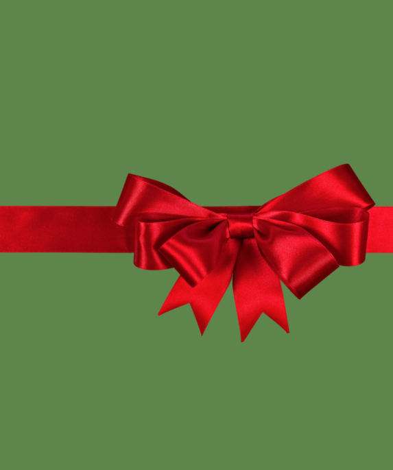 Green background, red bow